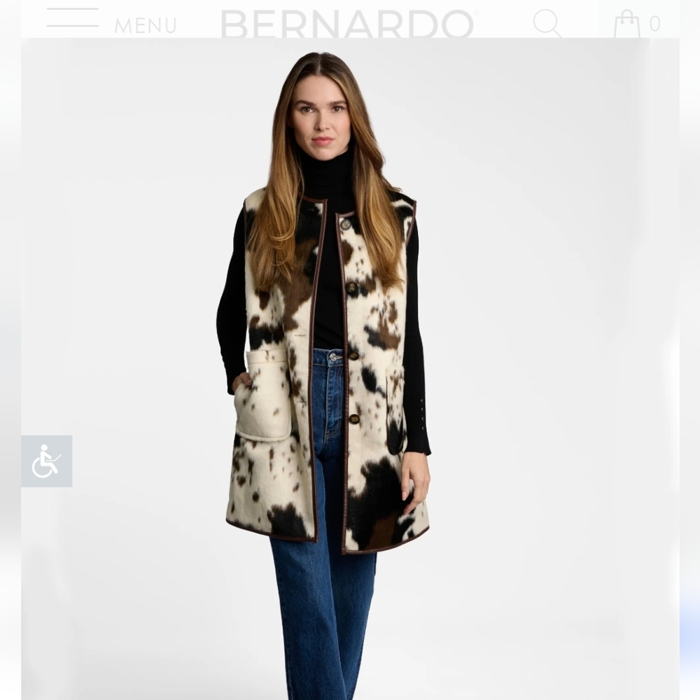 NWT Bernardo Cow Print Vest